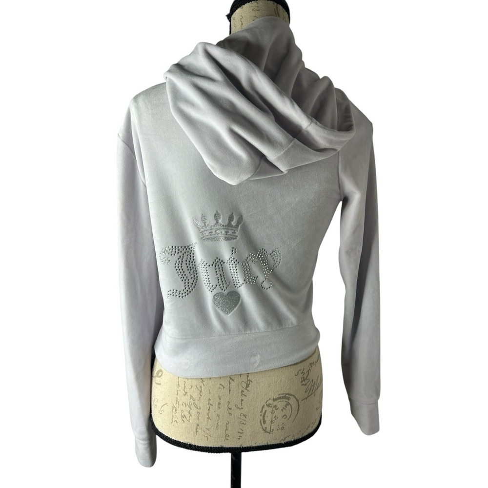 Juicy Couture Women's Light Purple‎ Velour "Juicy" Zip-Up Hooded Jacket S